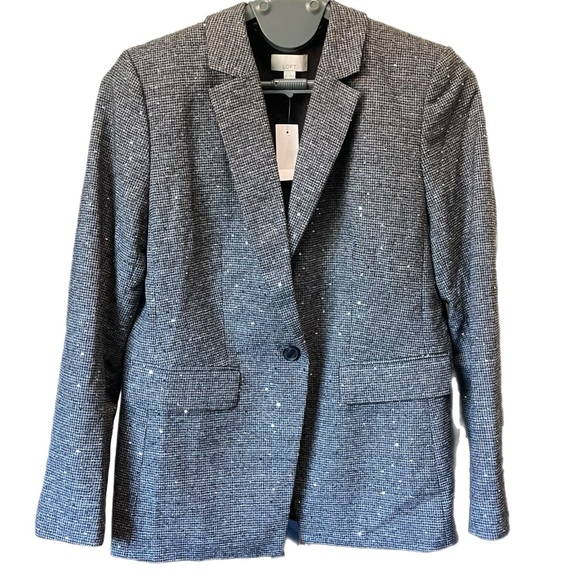 Loft NWT Sequin Houndstooth Blazer size 12 - Picture 3 of 9